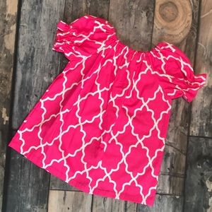 Pink and White Quatrefoil boutique dress